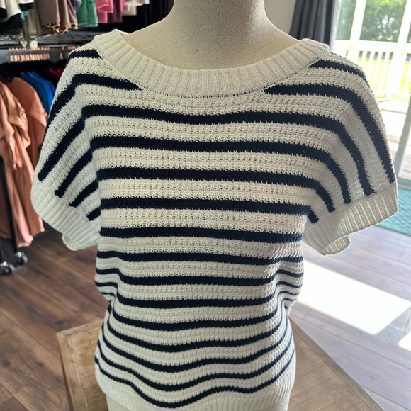 Navy and White Striped Women's Sweater - Picture 1 of 1